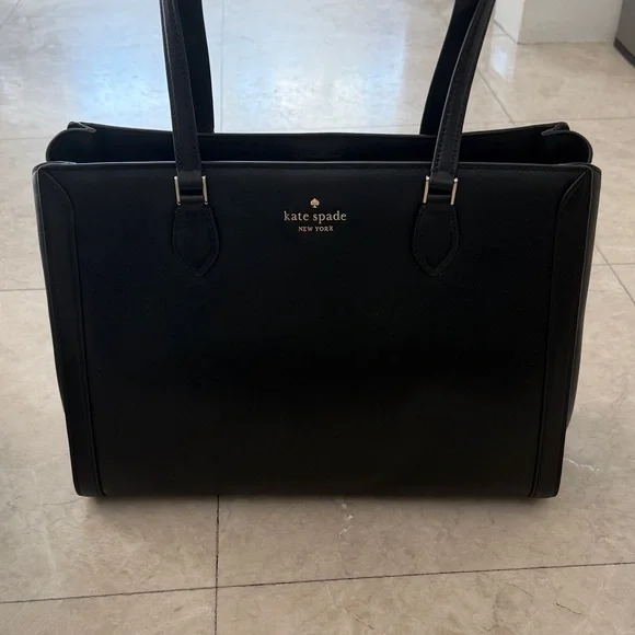 NWT - Kate Spade Outlet Saffiano Large Black Laptop Tote (gold hardware) - Picture 2 of 8